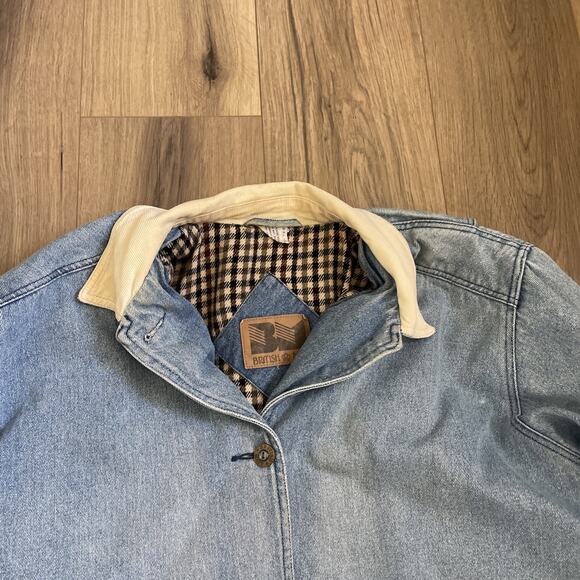 Vintage Blanket Lined Light Wash Denim Barn Chore Jacket Coat Large Read Stain - Picture 2 of 15